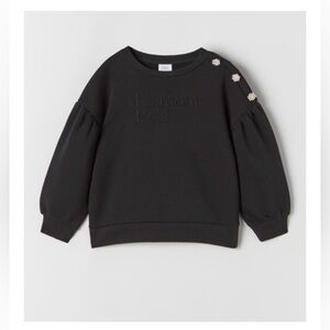 Zara Girl’s Balloon Sleeve “L’amore Reel” Sweater with Rhinestone Button Detail